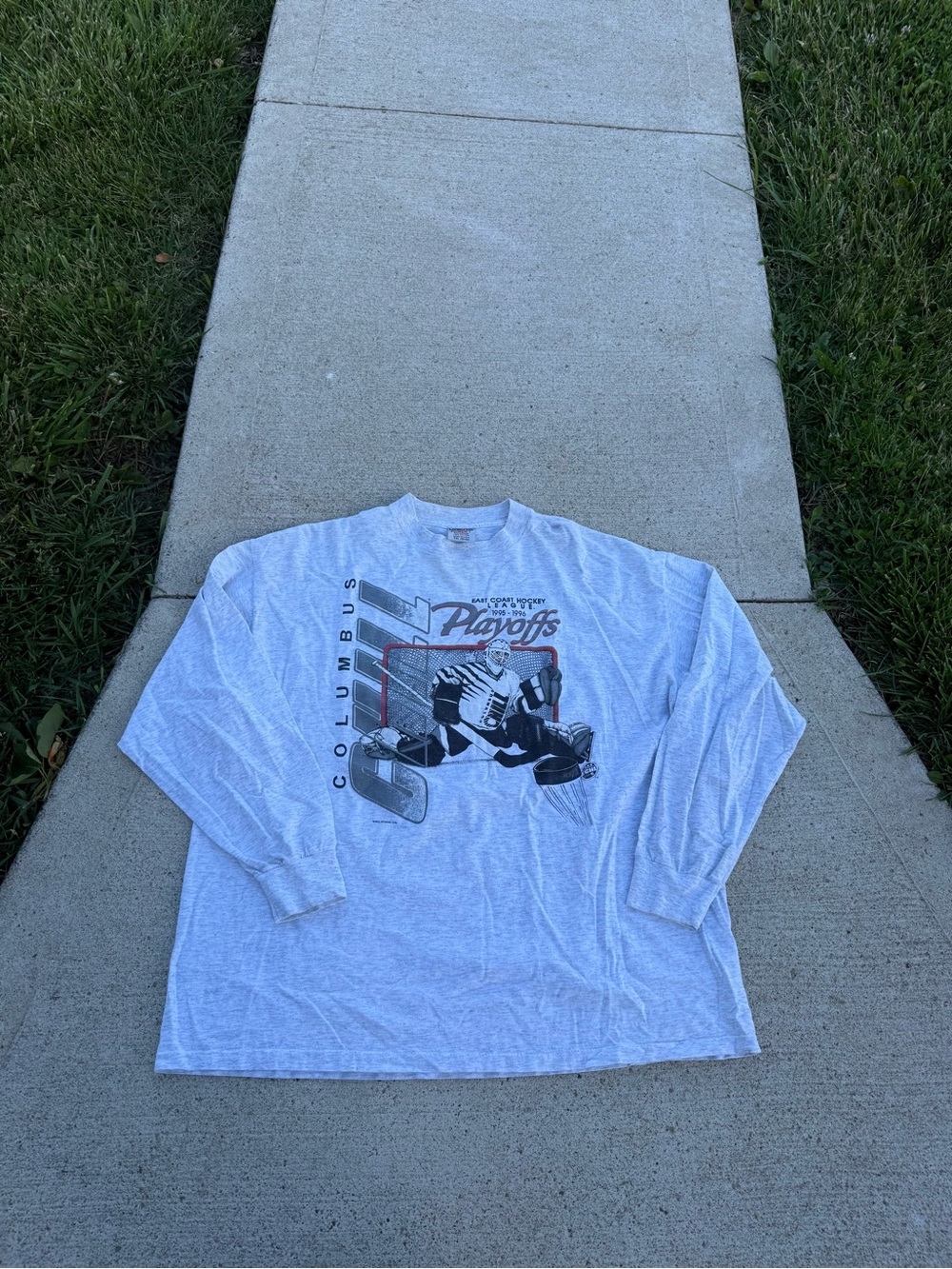 Vintage 1996 Columbus Chill Hockey Longsleeve Tee